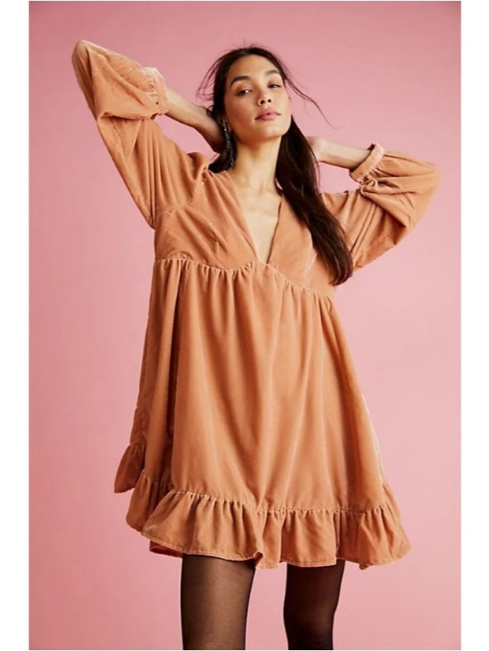 Free People Estella Velvet Mini Dress Rose Pearl Nwt